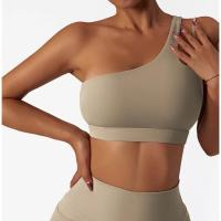 Sujetador a prueba de golpes para mujer con parte de atrás bonita, ropa deportiva para gimnasio y correr, chaleco Fiess, Top con correa Irregular, Material de nailon - details 16