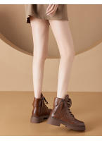 Botas de Cuero Martin para Mujer 2025 Estilo Coreano Zapatos Casuales con Cordones - details 4