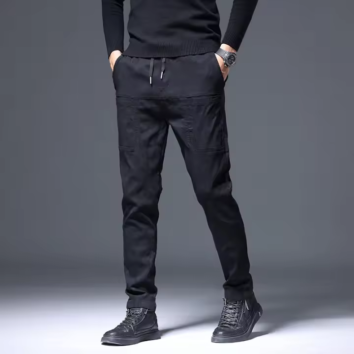 Pantalones de pierna pequeña ajustados elásticos informales de primavera, pantalones de marca de moda versátiles y ligeros para hombres 7008 - 1