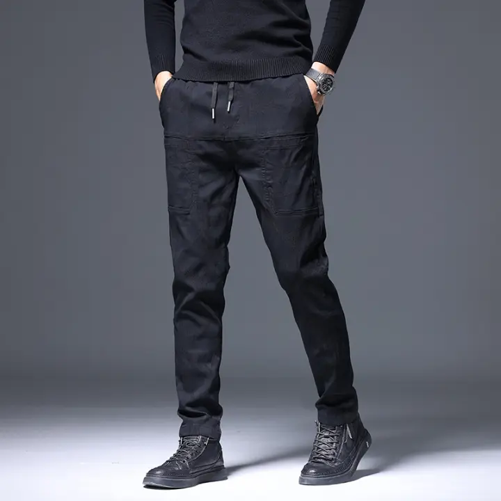 Pantalones de pierna pequeña ajustados elásticos informales de primavera, pantalones de marca de moda versátiles y ligeros para hombres 7008 - 1