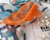 Pañuelo con estampado de rayas de cebra naranja para mujer, pañuelo elegante de gasa para playa, protector solar, Hijab fino de 50x160CM - details 15