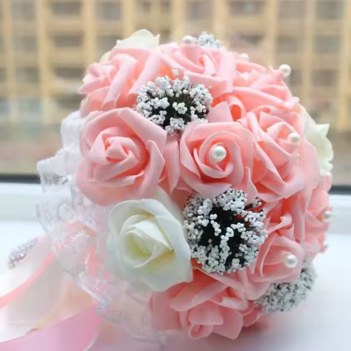 Ramo de Flores Artificiales ROSE para Novia y Demostrador Perfectlifeoh Hecho en China Decoración de Boda - 1