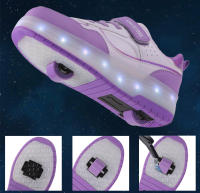 Pink Fashion Girls Boys LED Light Roller Skate Shoes for Children Kids Sneakers with Wheels Two Wheels Sneakers for Boys Kids - details 2