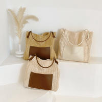 Bolso de mano de punto ahuecado de paja, bolso de hombro hecho a mano de gran capacidad, bolso de playa informal de diseñador para mujer - details 14