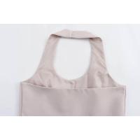 Tops sin mangas con botones delanteros y cintura doble alta, pantalones rectos con bolsillos laterales, conjuntos de dos piezas para mujer - details 10