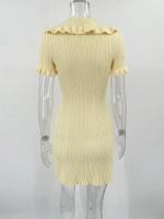 Minivestido De Cintura Alta Con Volantes Para Mujer, Vestido De Punto De Manga Corta, Ajustado, Vintage, Elegante, Verano - details 2