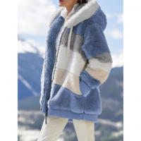 Chaqueta de oso de peluche con capucha para mujer，Cremallera Casual de manga larga，Abrigo de invierno cálido，Color a juego - details 6
