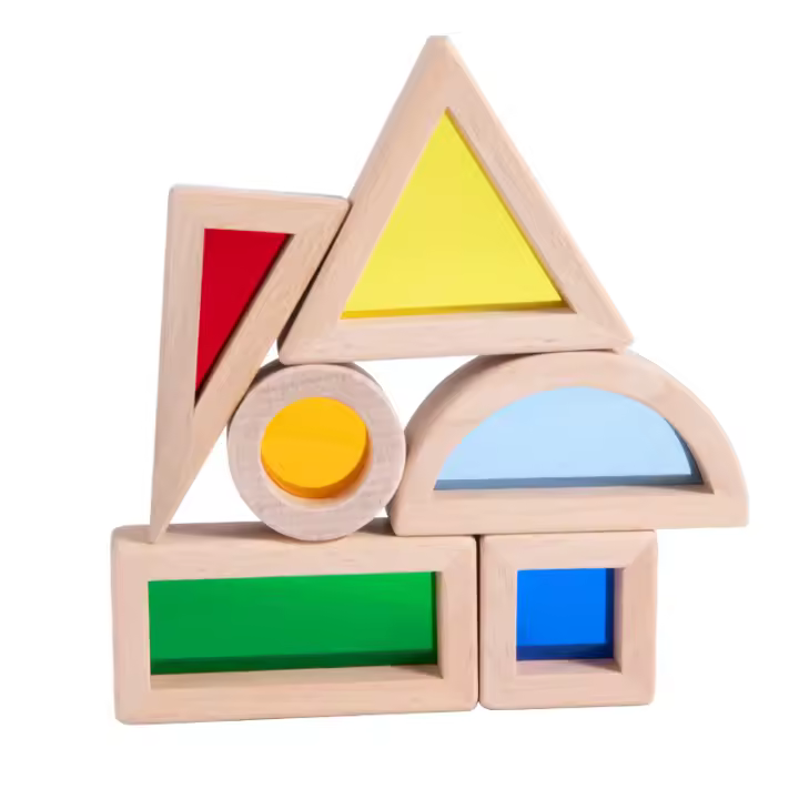 Bloques de construcción educativos de arcoíris de madera, regalos creativos para niños - 1