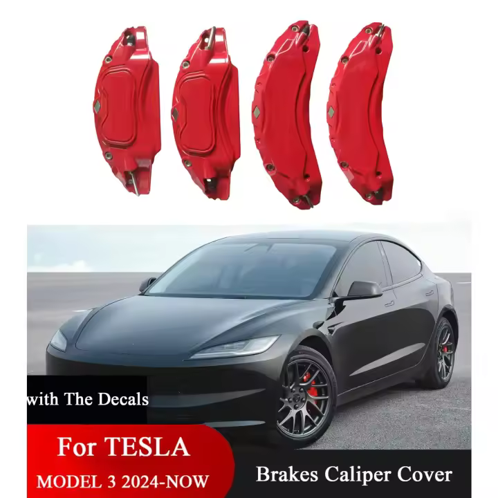 Cubiertas de pinzas de freno para Tesla Model 3 Highland 2024 2025 2026 Accesorios con el juego de calcomanías de 4 (no cabe el modelo 3 2017-2023) - 1