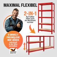 2X Estanterías Almacenaje Metálicas Cargas Pesadas 1750Kg 180x90x40cm Más Altas Rojas - details 5