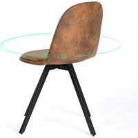 Juego de 4 sillas giratorias de ante para comedor con asiento acolchado, sillas de diseño para salón o cocina, con patas de metal negro, marrón - details 6