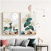 Naranja Palma Ginkgo hoja planta letras pared arte lienzo pintura nórdica sala de estar decoración imagen carteles decoración moderna del hogar (20*30 cm sin marco, A) - details 4