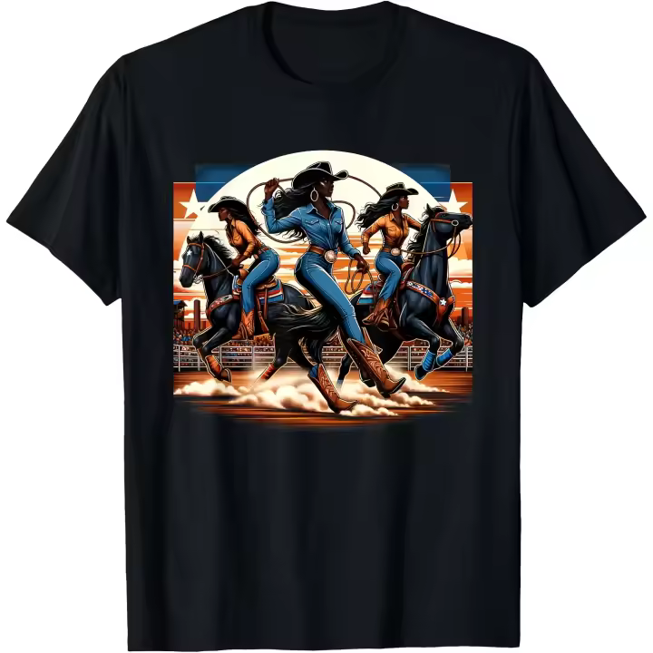 Camiseta negra de vaquera occidental Rodeo Melanin Black History Texas para hombre - 1
