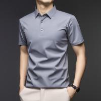 Polo de manga para hombre con cuello corto, seda helada, transpirable, agradable para la piel, moderno - details 6