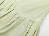 Elegante Vestido Plejado Verde BUNO Moda de Cuello Redondo Manga Corta - details 5