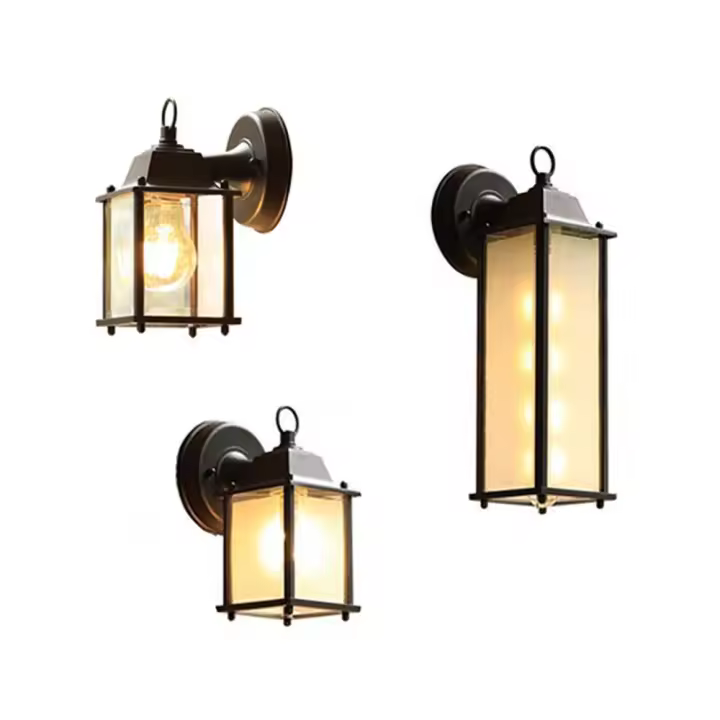 Lámpara de pared minimalista E27, luz de pared impermeable para exteriores, candelabros de vidrio para Patio, jardín, porche, pasillo, Retro, AC90-260V - 1