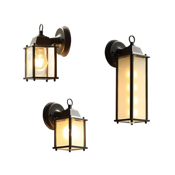 Lámpara de pared minimalista E27, luz de pared impermeable para exteriores, candelabros de vidrio para Patio, jardín, porche, pasillo, Retro, AC90-260V - 1
