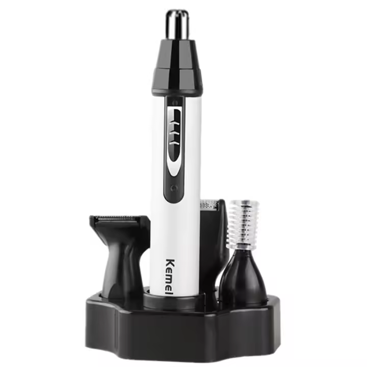 Kemei-recortador de pelo de nariz y Oreja 4 en 1 recargable para hombres y mujeres Kit de aseo recortador eléctrico de cejas y barba recortador de nariz y orejas - 1