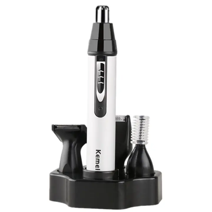 Kemei-recortador de pelo de nariz y Oreja 4 en 1 recargable para hombres y mujeres Kit de aseo recortador eléctrico de cejas y barba recortador de nariz y orejas - 1