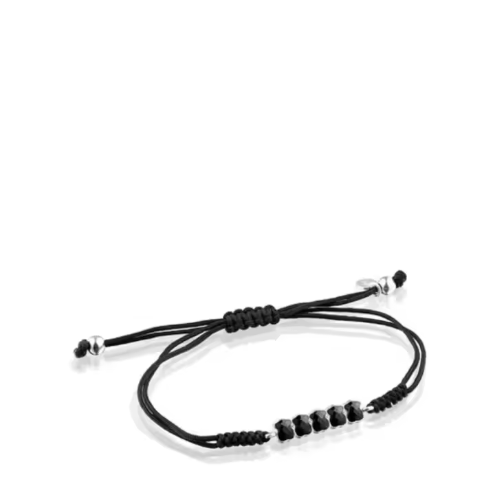 Mini pulsera Onix en ónix de plata 925 y oso negro - 1
