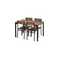 Juego de mesa de comedor para 4 personas, 110 cm Juego de mesa de cocina para 4, 2 sillas con respaldo, banco para 2 personas con estante de almacenamiento, juego de muebles nido para comedor - details 12