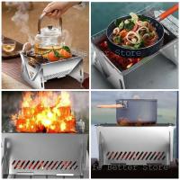 Estufa de picnic para acampar, mochila portátil plegable con parrilla para barbacoa, estufa de leña para exteriores - details 3