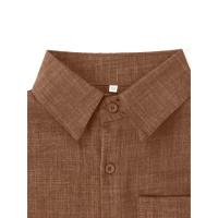 Camisa clásica de manga corta para hombre, camisa informal de Color sólido para vacaciones de verano - details 53