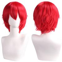 Pelucas sintéticas rectas cortas universales, extensión de cabello falso, peluca colorida para Cosplay, pelucas de fiesta de Anime rojas en capas, juego de rol - details 17