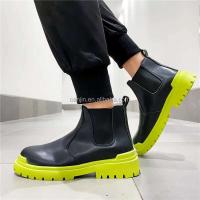 Nuevo Chaussure Femme 2025 antideslizante marca Color mezcla negro hombres blanco cuero verde Oxford botas cortas - details 5