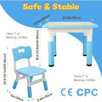 Juego de Mesa y 2 sillas para niños, Altura Ajustable, Juego de Mesa y Silla para niños de 3 a 8 años, fácil de Limpiar, Aprobado por CPC y CE (Juego de 3 Piezas), Color Azul - details 5