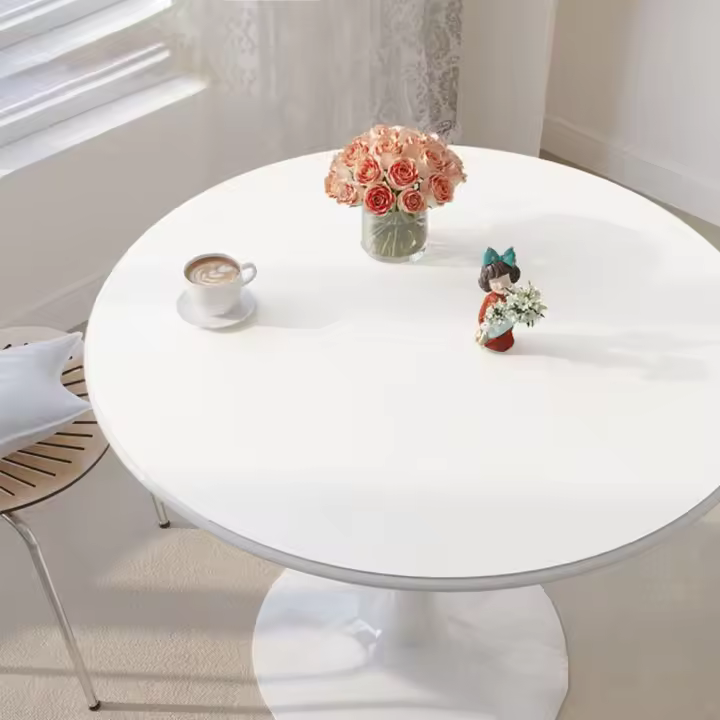 Mantel de cuero impermeable fácil de limpiar, cubierta de mesa redonda a prueba de aceite, manteles de PVC de Color sólido, decoración de mesa - 1