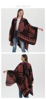 2023 nuevo chal retro para mujer con abertura Otoño e Invierno bufanda chal de punto cálido grueso de Cachemira de imitación - details 5