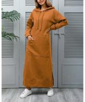 Vestido de Midi para Mujer con Capucha Moda 2025, Tejido Mixto, Estilo Informal, Suelto, Sudadera - details 4