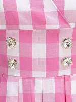 Elegante Vestido Rockabilly de Cintura Alta con Cuadros Blancos y Negros - details 13