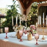 Copas de plástico dorado de 7oz, cristalería para bodas, copas de agua de cristal, copas de champán (16, oro rosa) - details 5