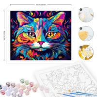 RUOPOTY-pintura acrílica por números para adultos, dibujo de gato colorido, regalo Diy, decoración del hogar para niños, artesanía - details 4