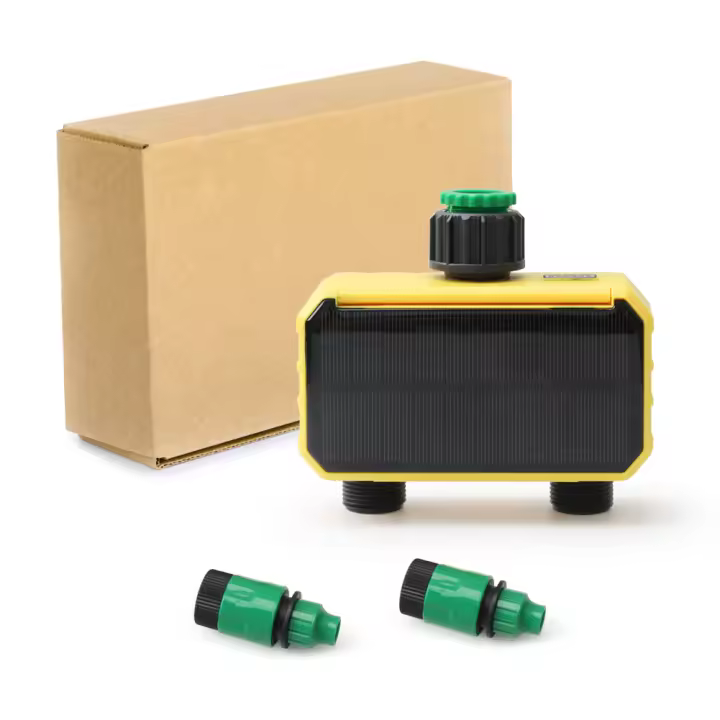Temporizador de agua Dual inteligente, temporizador automático para aspersores de jardín controlador de riego por goteo Digital para granja al aire libre, carga Solar - 1