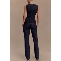 Conjunto de Denim para Mujer de Alta Calidad con Botones Modernos Chaqueta y Pantalón Ajustados - details 5