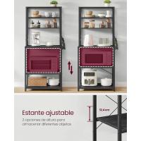 EstanterÍa de Cocina, EstanterÍa de PanaderÍa, 6 Estantes y 6 Ganchos, para Microondas, Marco de Acero, Industrial, 40 x 80 x 167 cm, MarrÓn RÚstico y Negro - details 14