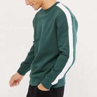 Diciembre Sudaderas Lisas sudadera con capucha a rayas laterales ajustada en blanco verde para hombre cuello redondo otoño sudadera estilo jersey - details 7