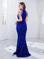 Vestido de noche sin hombros con cuentas y lentejuelas, vestido de fiesta con cuello redondo, cansado, largo hasta el suelo - details 10