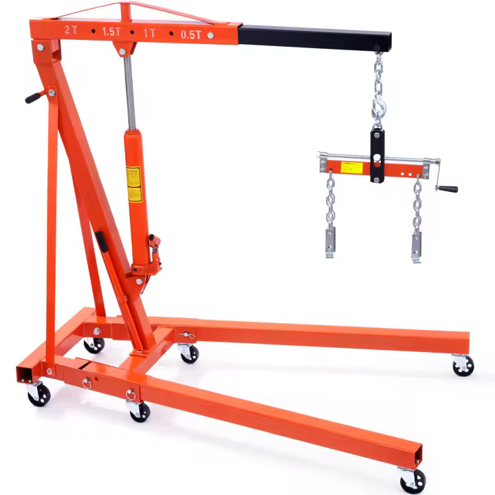 SucceBuy Polipasto hidráulico con nivelador, grúa de taller recogedor de cerezas de 2 toneladas/4400 libras, grúa de motor plegable para reparación de automóviles, elevación de motor, carga y posicionamiento - 1
