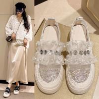Zapatos individuales de malla con diamantes de imitación de encaje, zapatos transpirables de suela gruesa para mujer, versátiles y fragantes - details 1