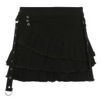BUNO-minifaldas irregulares con volantes estéticos góticos para mujer, ropa de calle Fairycore, faldas vaqueras de tiro bajo Y2K Dark Academia 2025 - details 5