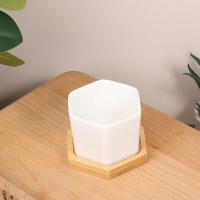 Maceta de cerámica hexagonal blanca con bandeja, maceta Europea Simple, contenedor de plantas suculentas, macetas pequeñas para bonsái - details 10