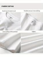 Camiseta de Algodón Groupy para Hombres Estilo Callejero Americano, Ajuste Suelto, Manga Corta, Cuello Redondo, Diseño Asimétrico, Moda Casual para Adolescentes y Adultos - details 0