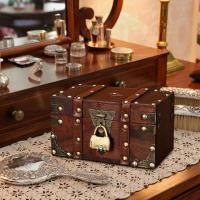 Caja del Tesoro de madera con cerradura de Color bronce, Cofre del Tesoro de diseño antiguo Vintage, contenedores de maletero de estilo Retro europeo, accesorios - details 5