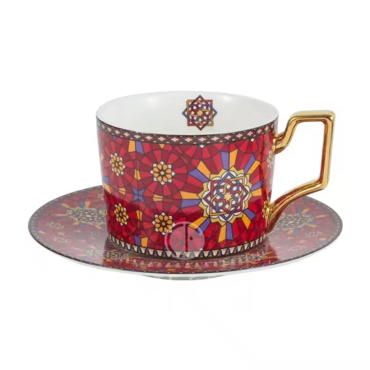 Conjunto de Taza de Café de Lujo Estilo Marroquí Cerámica Ideal para Cappuccino, Latte, Espresso - 1