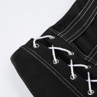 BUNO-Top corto ajustado negro sin mangas con hombros descubiertos, falda súper mini de cintura baja, ropa de calle de verano, conjunto de 2 piezas para mujer - details 17