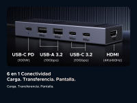 UGREEN Revodok Pro 106 Hub USB C 6-en-1, 10Gbps, HDMI 4K 60Hz, Carga PD 100W, Compatible con Thunderbolt 3, MacBook Pro/Air M3/M2/M1, iPad, iPhone 16/15 Pro Max, Galaxy S25/S24 - details 5